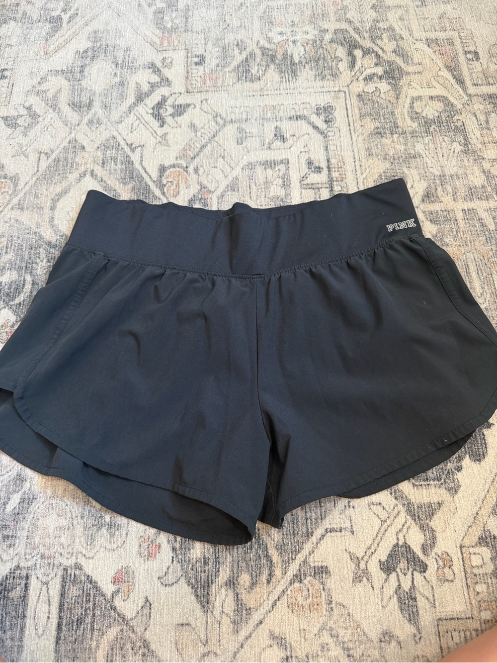 PINK Victoria's Secret Black Women's Athletic Shorts with Wide Waistband
